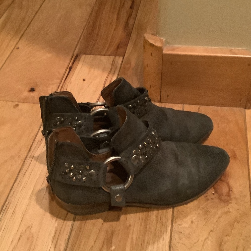 Frye Charcoal Studded Ankle Boots